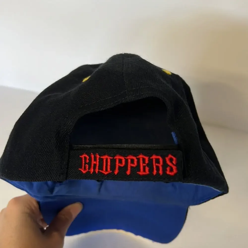 Choppers Men’s Black/Orange Flames Biker’s Basketball Cap With Light‎ Up Chopper
